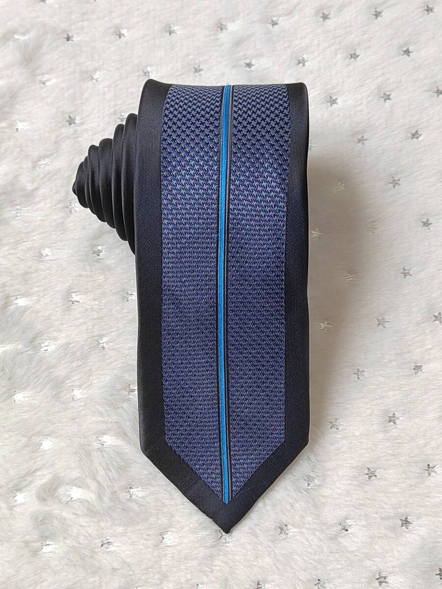 Men's Slim 3D Tie With Glitter, Slim (6cm), Casual Fabric. - Xanh đậm - Xem 1