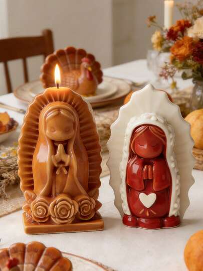 1个3D立体祈祷女孩天使硅胶模具，耐热易脱模易清洗可重复使用，适用于蜡烛/石膏/树脂蜡烛模具，情人节复活节手工礼物，送给她和DIY爱好者