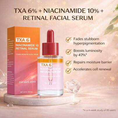 TXA 6 烟酰胺 10 视黄醇面部精华液 30ml/1.01fl Oz - 亮肤、淡斑、紧致面部精华