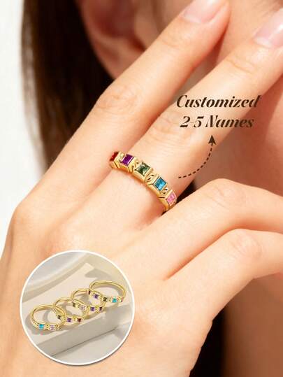 1pc Personalized Custom Birthday Birthstone Ring, Mother's Day Gift, Custom Family Birthstone Ring, Elegant Jewelry Gift For Her, Anniversary Jewelry Gift, Valentine's Day Gift, Vintage Custom Design, Unique Ideal Gift For Girlfriend, Wife, Anniversary, Mother's Day, Valentine's Day, Birthday, Father's Day, Wedding