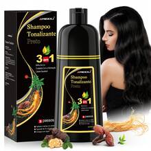 IIIMEIDU MEIDU Hair Dye, 500ml, Unisex Shampoo And Dye, 3 In 1 Long-Lasting, Effectively Covers Gray Hair, Contains Ginseng, Ginger, Black Sesame And Other Extracts For Hair Care, Suitable For All Hair Types. - 黑色 - 查看 1