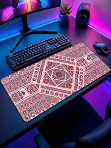 图案桌垫，适用于家庭和办公室的加长型大型鼠标垫、大型游戏鼠标垫、笔记本电脑键盘垫，底部采用防滑橡胶材质，边缘缝合加固。 - 彩色 - 查看 5