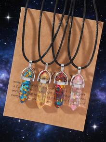 4pcs Stone Decor Necklace - Multicolor - View 3