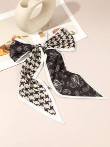 1件时尚百搭女士配饰，格子印花缎面长围巾/头巾 - 彩色 - 查看 6