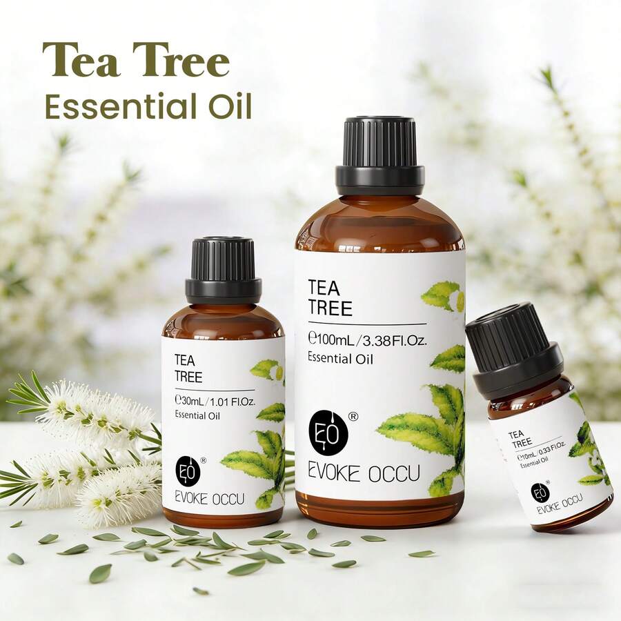 EVOKE OCCU 茶树精油，纯天然茶树精油，适用于护发、头皮按摩、身体香薰、空气净化、蜡烛和肥皂制作，添加到洗发水和护发素中可增加头发光泽 - 100毫升/30毫升/10毫升 - Tea tree - 查看 1
