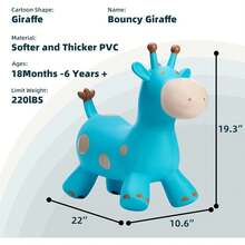 TOY Giraffe Bouncy Horse Hopper For Toddlers, Bouncy Animals Jumping Horse, Inflatable Ride On Bouncer Hopping Toys Gifts For Boys Girls 18 Months 2 3 4 5 6 Years Old - 藍色彈跳長頸鹿 - 查看 4