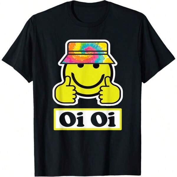 Mens Tshirts 90s Raver Oi Oi Raving Tie Dye Rave House Music Lover T-Shirt Men's Fashion Print Casual T-Shirt Casual Summer T-Shirt, Comfortable Outdoor Casual Wear