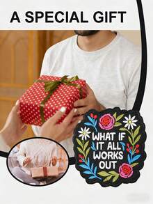 1pc "What If It All Works Out?" Inspirational Embroidered Patch With Floral Design, Positive Quote Motivational Mental Health Iron-On Embroidery Applique, Suitable For Hats, Bags, Backpacks, Jackets, Uniforms, Affirmative DIY Patch Gift For Difficult Times And New Beginnings - Square - View 12
