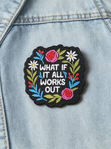 1pc "What If It All Works Out?" Inspirational Embroidered Patch With Floral Design, Positive Quote Motivational Mental Health Iron-On Embroidery Applique, Suitable For Hats, Bags, Backpacks, Jackets, Uniforms, Affirmative DIY Patch Gift For Difficult Times And New Beginnings - Square - View 7