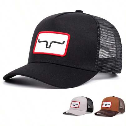 1pc Personalized Geometric Pattern Baseball Cap, Simple & Fashionable Snapback Hat, Unisex Outdoor Sun Hat, American Trucker Mesh Cap