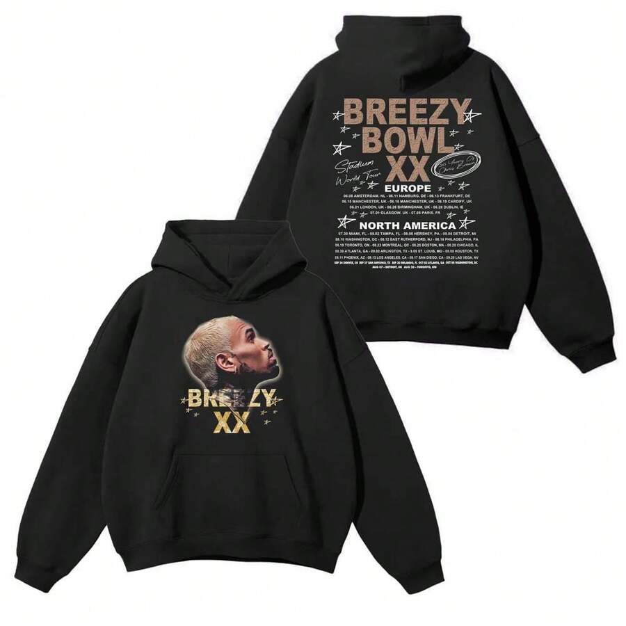 C Hris Br Own Breezy Bowl XX Tour Hoodie C Hris Bro Wn Album Sweatshirt Chr Is Br Own Fan Gift C Hris Br Own Merch - màu đen - Xem 1