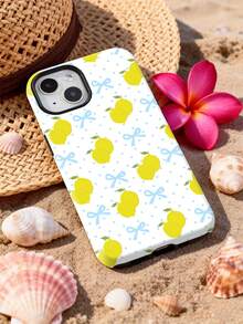 1pc Summer Fresh Lemon Bow Dot Pattern Glossy 2-In-1 Filmstrip Hard Phone Case, Compatible With Samsung/Compatible With IPhone 11/12/13/14/15/16/17 Pro Max - Multicolor - View 2