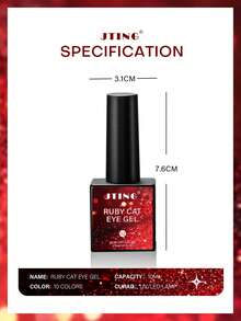 10ml JTING Valentine 10colors Ruby Cat Eye Gel Polish Red Color Magnetic Cat Eye Gel Collection Uv Gel Nail Polish Salon Nail Supplies For Home Manicure DIY And Nail Art Salon - Multicolor - View 4