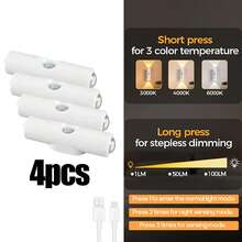 [4/3/2/1 可充电 LED 小夜灯] 1 件/2 件/3 件/4 件带运动传感器的可充电 LED 小夜灯，RGB 渐变氛围灯，磁性室内小夜灯，USB 可充电小夜灯，衣柜/走廊补充灯，上下猫眼壁灯，可调光室内灯，磁性楼梯灯适用于走廊、床头、书桌、衣柜、壁橱、客厅氛围灯和应急灯 - 彩色 - 查看 17