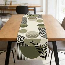 1 chiếc khăn trải bàn kiểu Bohemian họa tiết lá cây, màu xanh lá cây nhạt với họa tiết cây cọ nhiệt đới, họa tiết hình học trừu tượng kiểu trung cổ hiện đại, phù hợp cho bàn ăn nhà bếp kiểu nông thôn, trang trí tiệc ngày lễ. - xanh quân đội - Xem 7