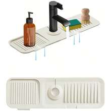 Silicone Sink Splash Guard, Featuring Slanted Water Diversion Design, Large Anti-Slip Faucet Base Protector Pad, Easy-To-Clean Drip Tray, Suitable For Kitchen Sink, Bathroom Vanity, Laundry Room, RV And More, Practical Home Essential And Bathroom Decor Accessory. - màu ngẫu nhiên - Xem 3