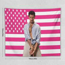 1PC Singer Bad Music Bunny Printed American Flag Decorative Tapestry, Patriotic Star Spangled Banner Design, Album Tapestry, Suitable For Horizontal Wall Hanging In Bedrooms, Dormitories, And Living Rooms, Easy To Hang, Perfect Valentine's Day Gift - 1PC - Xem 10