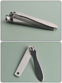 1pc Large Size Stainless Steel Nail Clipper, Flat Edge Nail Trimmer Tool For Finger And Toenails - Multicolor - View 5