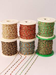 Dây chuyền hạt thép không gỉ 100cm, dây chuyền hạt nhựa nhiều màu sắc phong cách Bohemian, dây chuyền tráng men để làm trang sức DIY và phụ kiện vòng cổ. - Chuỗi tự làm - Xem 6