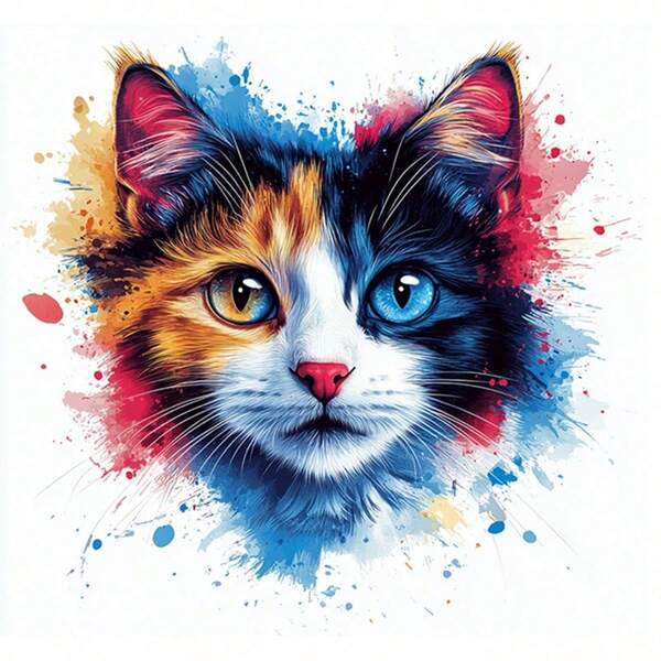 1 Stück/2 Stück/3 Stück Batik-Farbige Katzen-Muster Bügelbilder, DIY Bügel-Aufnäher, geeignet für T-Shirt Gestaltung, Kissen Dekoration, Rucksäcke, Kissen, Hosen, Sofa Bezüge, wasserfest & lichtecht