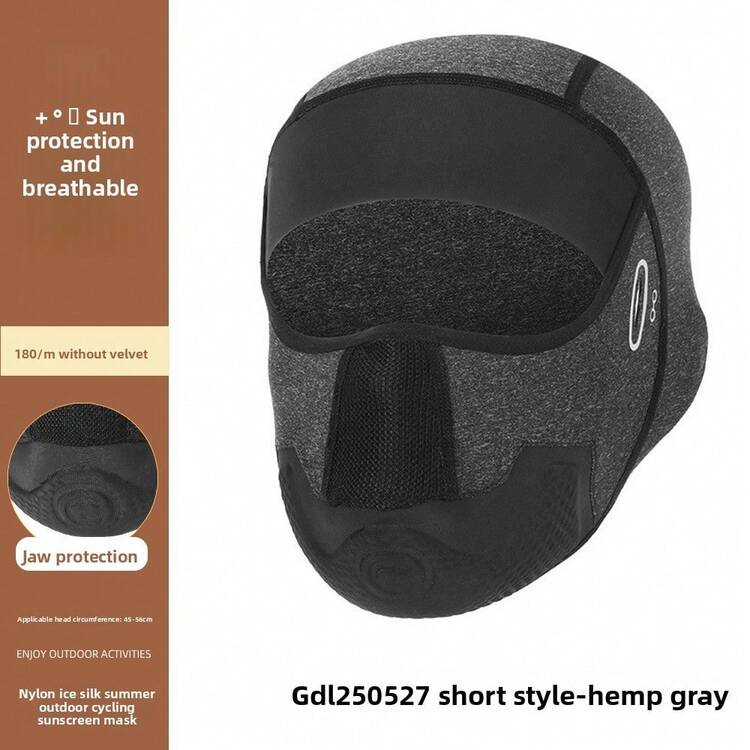 1件装，四季骑行拉法帽，UPF50+防晒全脸面罩，透气网眼设计，带眼镜孔，冰丝/保暖内衬下巴防护面罩，适用于摩托车骑行 - 短款 - 查看 13