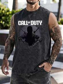 Men's Loose-Fitting, Pure Cotton, Vintage-Style Washed Vest, Casual Everyday Wear, K2K Street Style, Perfect For Vacations, And A Great Gift. - màu đen - Xem 1