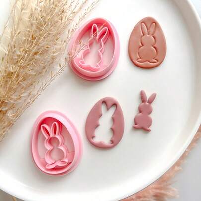 1/2Pcs Easter Egg & Bunny Polymer Clay Cutters – Cute Rabbit Silhouette In Egg Shapes, Spring & Easter Theme Craft Tools For DIY Earrings, Jewelry Charms, Festive Party Decor & Sweet Gifts For Bunny Lovers
