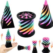1/2/3个螺旋锥形手指玩具 - 精美锥形桌面装饰，缓解焦虑，放松身心，提升专注力 - 精美锥形金字塔玩具，迷你漩涡线错觉桌面摆件，缓解焦虑，舒缓压力，可旋转折叠3D雕塑 - 彩色 - 查看 14