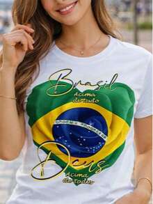 Camiseta 100% Algodão Premium Blusa T-shirt Copa Brasil Time Jogo - Branco - Visão 1