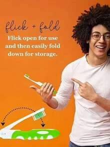 1/4 支装旅行牙刷，可折叠设计，中等刷毛，适合露营、情侣、旅行和商务出行 - 彩色 - 查看 5