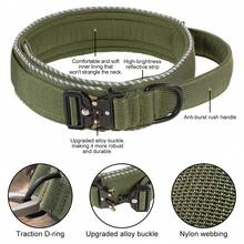1pc Premium Dog Collar, Tactical Dog Collar With Handle And Heavy Duty Quick Release Metal Buckle, Thick, Adjustable, Reflective, Suitable For Medium To Large Dog Training - Multicolor - View 7