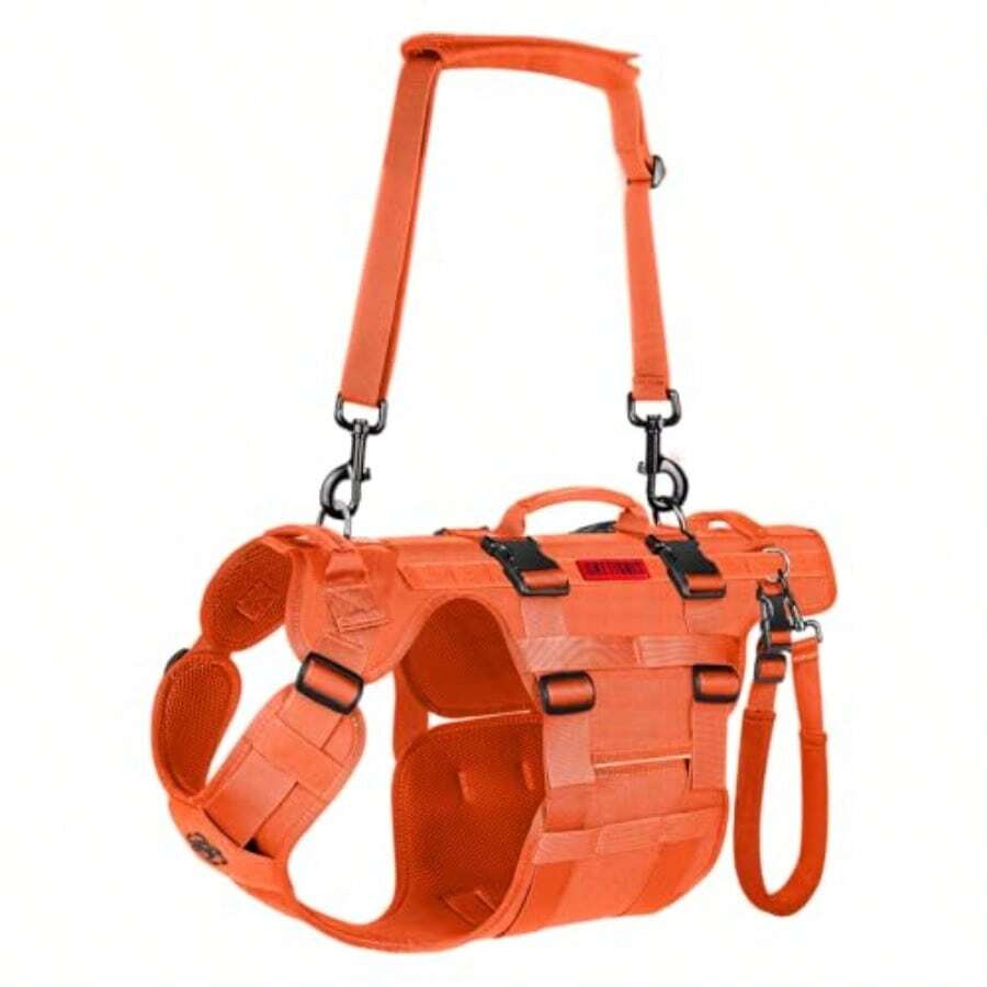 zxxOneTigris Arnes de Soporte para Perros Grandes - Arnes de Cadera con Asas Caleco Multifuncional de stencia para Molidad y Soporte de Patas Traserasperro trepa escalera - Naranja - Ver 1