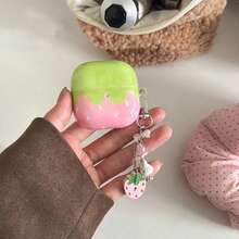 极简粉色草莓耳机盒，带草莓吊坠，兼容华为Freebuds 7i、新款Freebuds Clip 2、Freebuds SE3、Freebuds 5i、Pro 3，可爱韩版耳机盒 - 粉色 - 查看 5