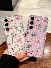 1个时尚粉色爱心蝴蝶结软手机壳，兼容华为荣耀、红米、摩托罗拉、三星Galaxy A04e/12/A13/A14/A34/A50/A52/A53/A54/S21/S22/S23/S24/S25/S25Ultra/S25FE/S26/S26 Plus/S26 Ultra/S26 Edge、6A/7A/8A、12T/13T/15T/15T Pro - 無色 - 查看 3