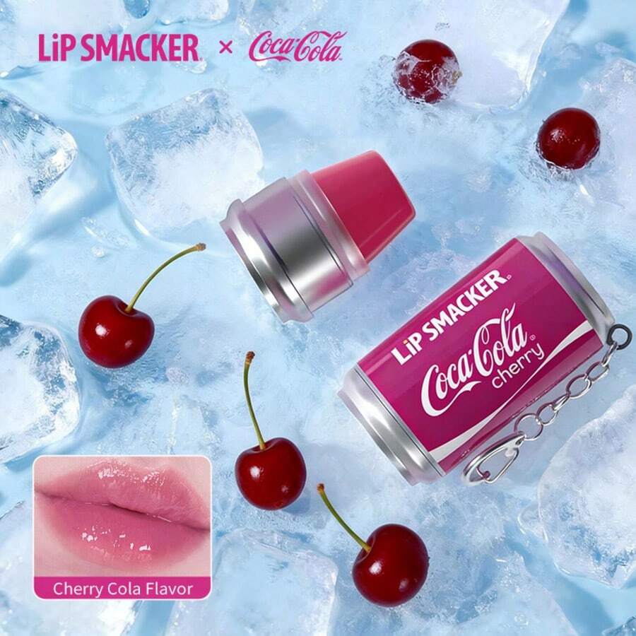 LIP SMACKER 可口可乐合作罐装润唇膏，水果汽水味，保湿滋养唇彩，彩色润唇膏，适合送给朋友和家人，带挂链，圣诞礼物 - LIPSMACKER