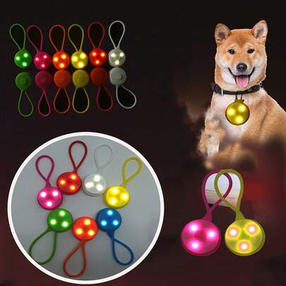 1个防水LED宠物项圈吊坠，适合户外散步，硅胶LED狗项圈安全灯，含电池