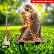 2D Flat, 1pc Virgin Mary & Jesus Garden , Waterproof & Snowproof Acrylic Outdoor/Indoor Decor With Lighting Effect, Durable Plastic Lawn , Suitable For Christmas & Easter - C - View 4