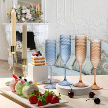 1/3/6/12/24 Pcs Unbreakable Transparent Champagne Glasses, Plastic Stemware For Wedding Toasting, Party, Cocktail, Wine, Juice - Multicolor - View 1