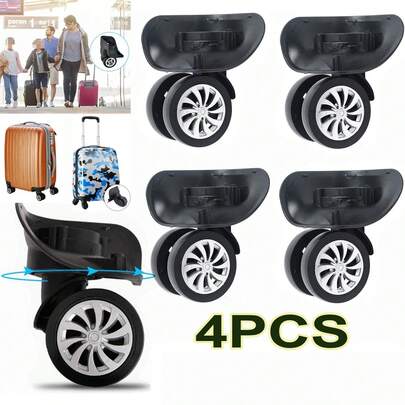4-Piece Universal 360° Silent Replacement Suitcase Wheels | Durable Easy-Install Trolley Castors For Smooth, Quiet Travel