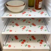 1 Stück wasserdichte Kühlschrankunterlage - feuchtigkeitsbeständig, rutschfest, waschbar, wiederverwendbar. Hergestellt aus EVA-Material, dekoriert mit frischen Kirsch- und transparenten Gänseblümchen-Mustern, geeignet für Kühlschrank und Küchendekoration, kann auch als Kühlschrankunterlage, Schubladenunterlage, Schuhschrankunterlage und Schrankmatte verwendet werden, kann frei zugeschnitten werden. - Verschiedenfarbig - Übersicht 5