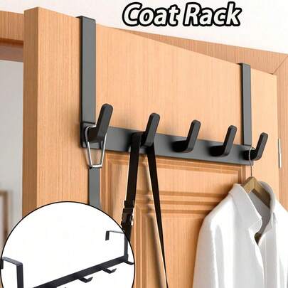 Estantería colgante montada en la pared con múltiples ganchos y espacio de almacenamiento para toallas - Diseño moderno y ahorrador de espacio, fácil de instalar para abrigos pesados, chaquetas, vestidos, ropa de cama - Marco negro duradero y superficie blanca, ganchos para puertas resistentes, adecuado para entrada, dormitorio, almacenamiento en el baño - Solución de almacenamiento multipropósito para puertas, ganchos prácticos, ganchos de pared, ganchos de puerta, ganchos montados en la pared, ganchos para toallas de baño