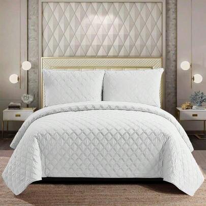 3-Piece Quilted Bedspread Set – Inspiration Embossed Reversible Bed Throw & Decorative Coverlet, Soft Lightweight All-Season Bedding With Bedspread + 2 Pillow Shams For Bedroom, Guest Room & Home Décor