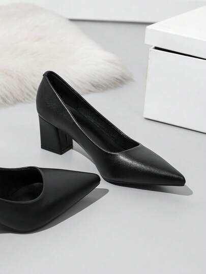 2026 Chunky Heel Women's Black Formal Work Shoes, Suitable For Job Interview, Flight Attendant, Civil Servant, Professional Attire