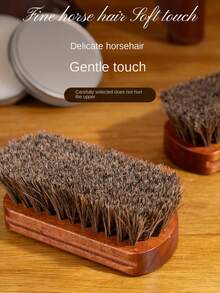 Maple Wood Horse Hair Brush, Soft Bristle Shoe Shine Brush, Leather Cleaning Brush, Household Dust Removal Brush, Shoe Edge Brush, Leather Care Brush - Multicolor - View 3