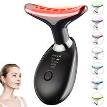 Home Facial & Neck Massager, Facial Massager, 3-Color LED Light Modes, Heating Mode, Skin Care, Improve Skin Smoothness And Radiance - White - View 11