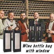 Paquete de 20 Bolsas de Regalo para Vino Cyblinia con Ventana Transparente de 14.2 x 4.9 x 3.4 Pulgadas, para Bodas, San Valentín, Cumpleaños y Fiestas - Negro998 - Ver 8