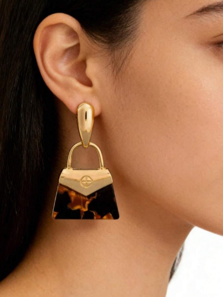 1 Pasang Anting-Anting Berbentuk Tas Motif Leopard yang Chic dan Personalisasi Gaya Y2K Harajuku (Gradien Warna & Tekstur Acak) - MultiWarna - View 1