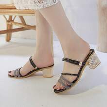 Sandalias de tacón alto para mujeres - Negro - Ver 3