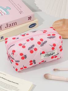 1件/套 红色樱桃图案大容量多功能化妆品收纳钱包包 便携式化妆刷收纳包 带拉链封口 可收纳口红、化妆刷、护肤品、手机、零钱、小物件 化妆包 化妆品收纳包 洗漱旅行包 - 彩色 - 查看 7