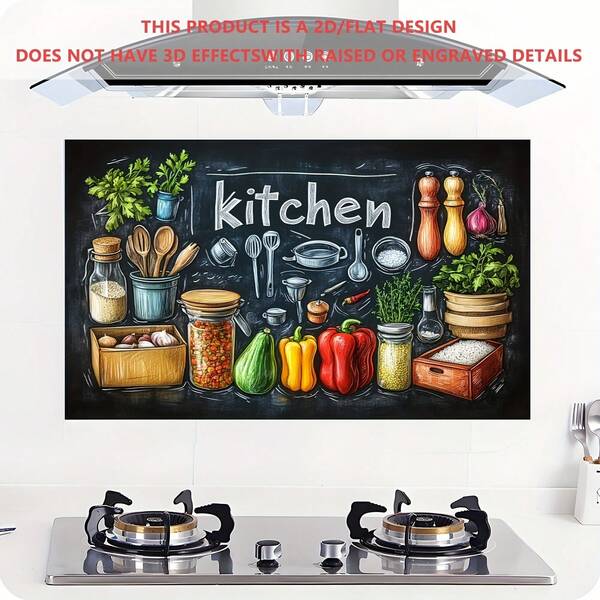 1pc 2D Flat, 1 Piece Farmhouse Style Kitchen Wall Decal - Watercolor Art Theme With "Kitchen" Design, Self-Adhesive Removable Peelable Vinyl, Matte Finish, 50.01x89.99 Cm, Ideal For Cabinets, Backsplash And Home Decor, Kitchen Wall Decoration, Easy To Install Wall Coverage